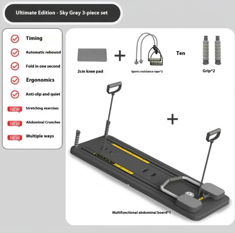 Multifunctional abdominal board with accessories on a gray background