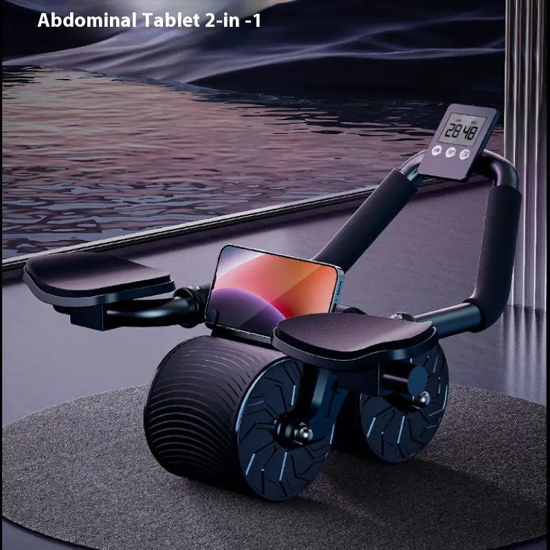 Automatic Rebound Abdominal Wheel with digital display and smartphone holder 