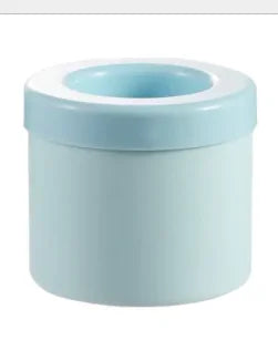 Light blue Portable 2-in-1 Ice Bucket and Cube Maker with a white rim on a white background