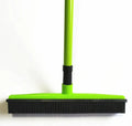 Green Pet Hair Removal Broom Mop with black bristles on a white background