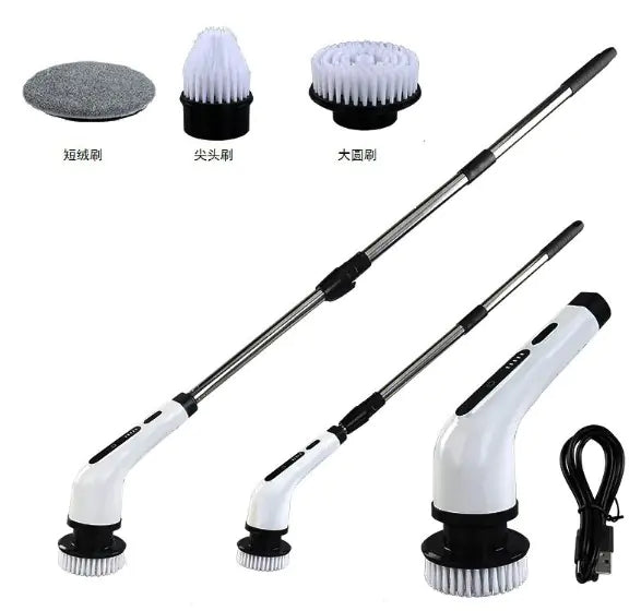 Cleaning tool set with various attachments on a white background