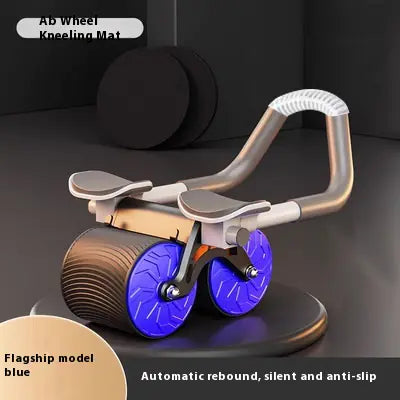 Automatic Rebound Abdominal Wheel with blue wheels on a dark background