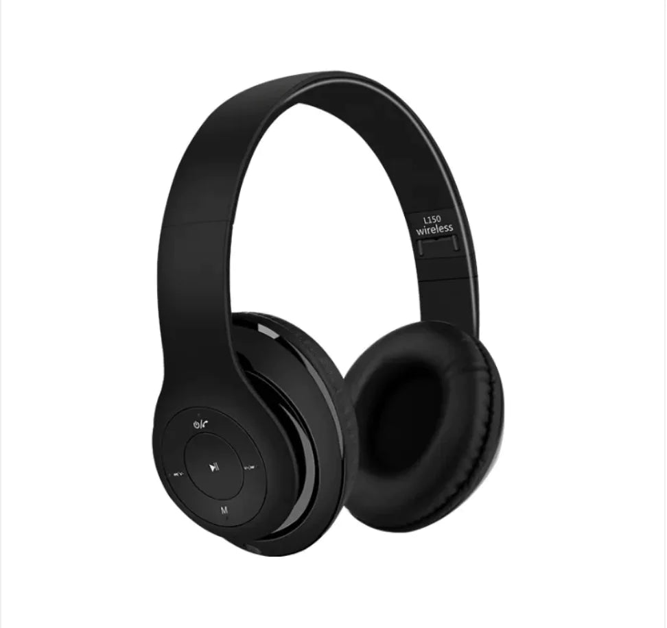 Black Foldable Wireless Bluetooth Gaming Headset on a white background