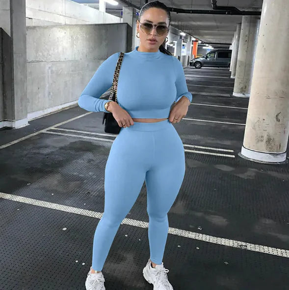Women's Two-Piece Solid Autumn Overalls Set