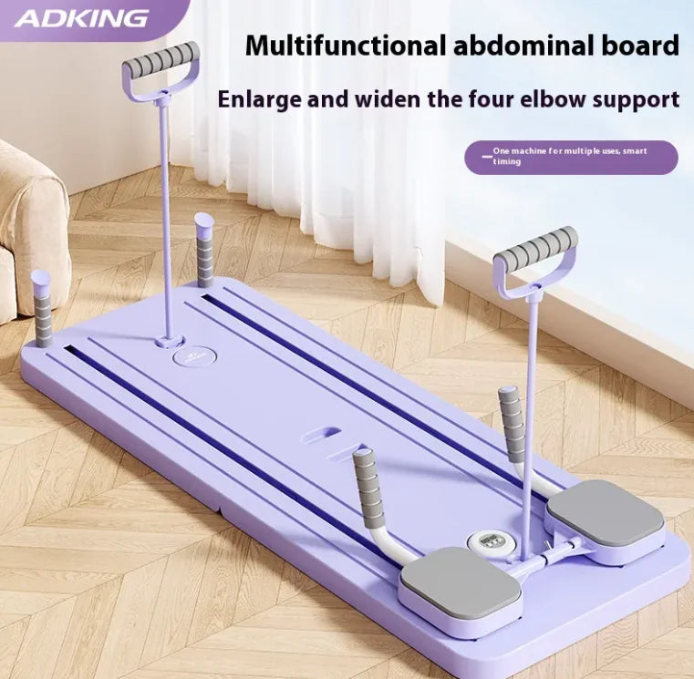 Multifunctional abdominal board with elbow supports on a wooden floor, featuring ADKING branding.