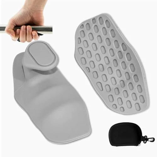 Gray Grip Strengthener Spring Grip Finger Exerciser with a handheld handle on a white background