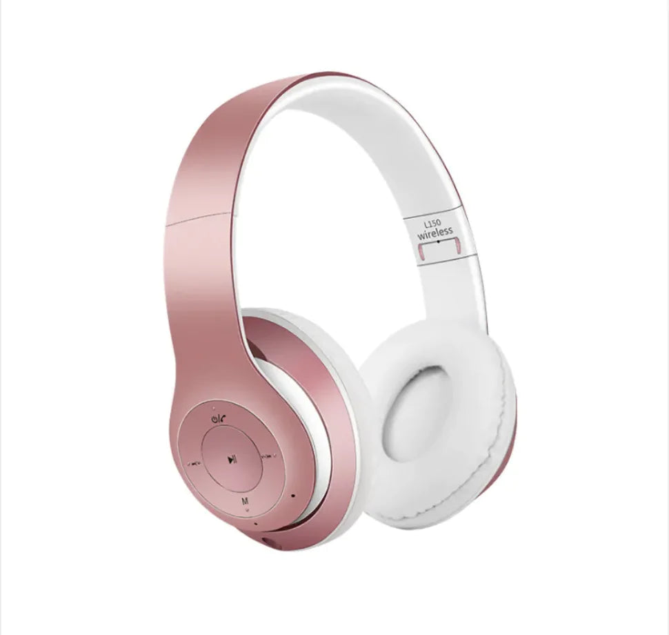 Pink and white Foldable Wireless Bluetooth Gaming Headset on a white background