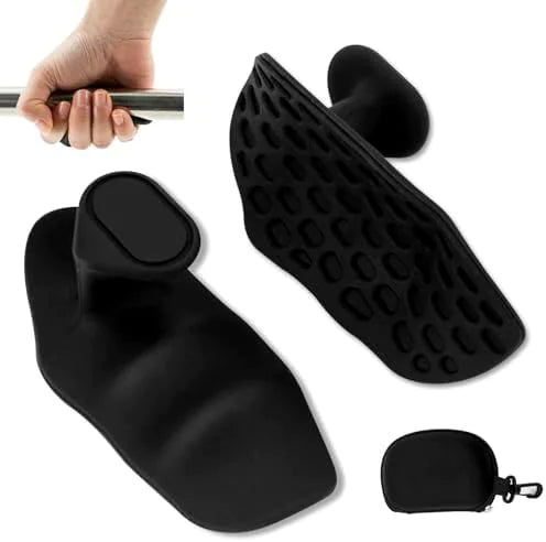 Black silicone Grip Strengthener Spring Grip Finger Exerciser with handle on a white background