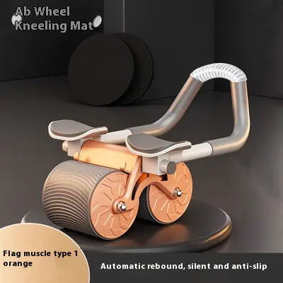 Automatic Rebound Abdominal Wheel mat with wheels and handle on a dark background