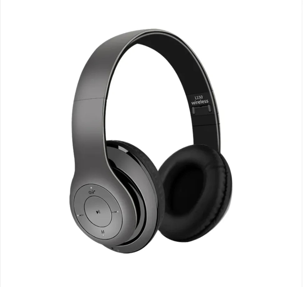 Black Foldable Wireless Bluetooth Gaming Headset on a white background