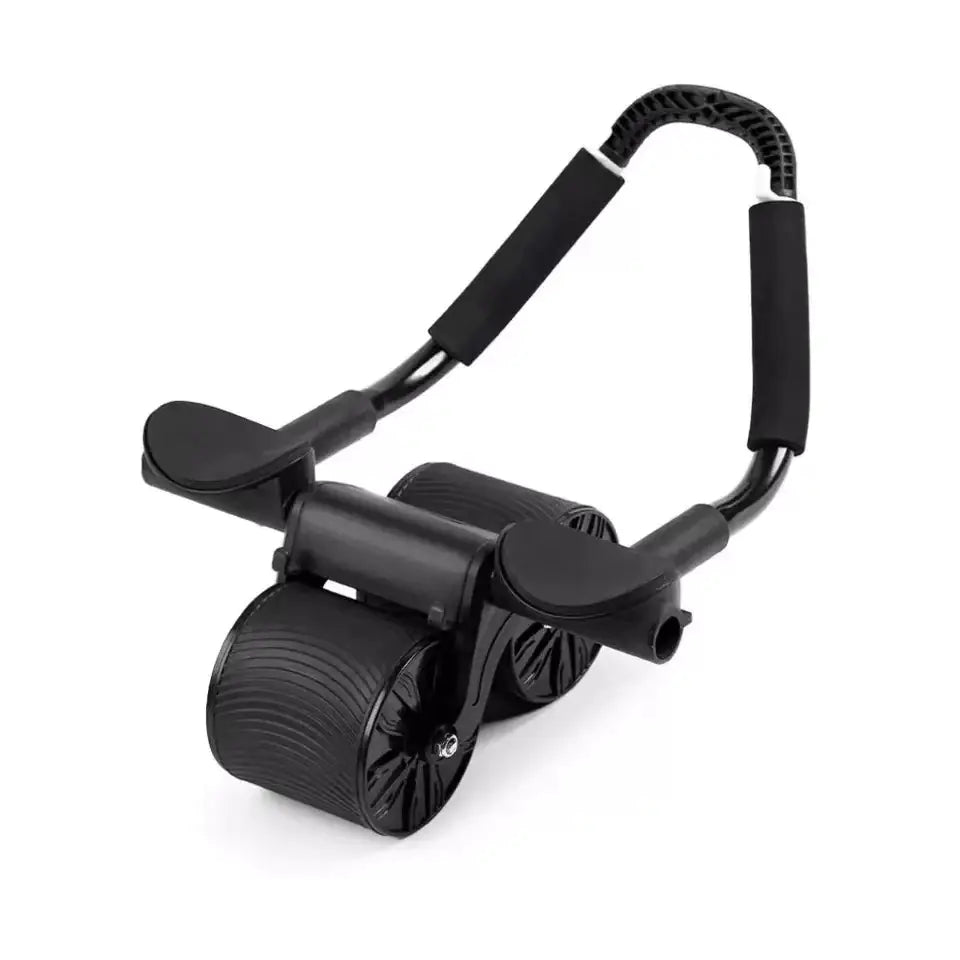 Black Automatic Rebound Abdominal Wheel on a white background